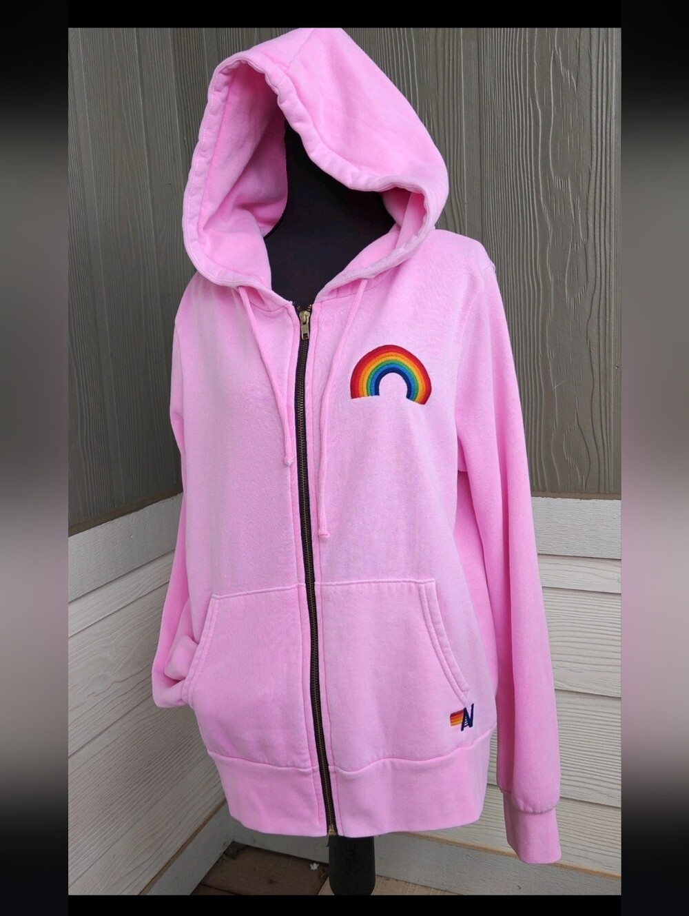 Aviator Nation Size M  Zip-Up Hoodie Unisex Embroidered Rainbow